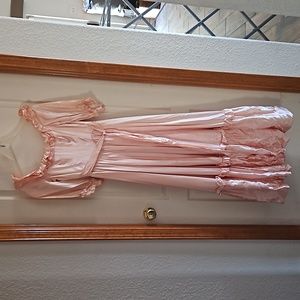 Vintage Satin Ruffle Pink Glenda Dress